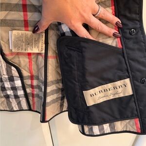 Burberry Women's Black and Red Plaid Quilted Vest